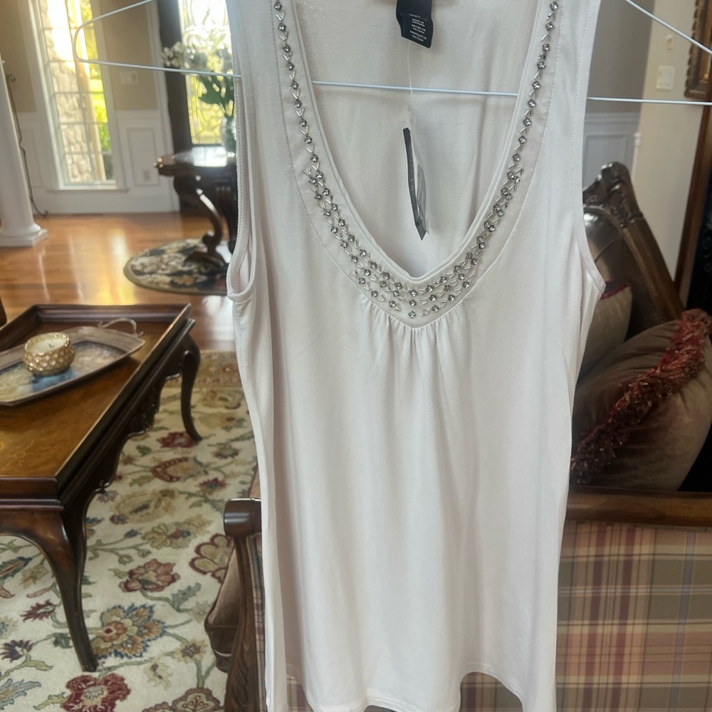 White House Black Market Embellished Short Sleeve Top
